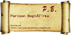 Parison Boglárka névjegykártya